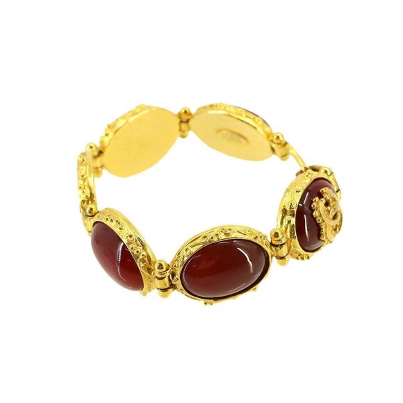 CHANEL Color Stone Bracelet Red Gold 96A Vintage Accessory 90224055 - Picture 1 of 7